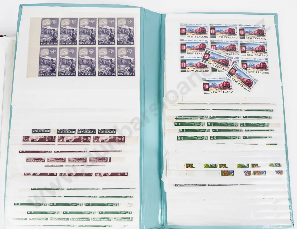 Three Stock Album New Zealand Mainly Pre-decimal Small Blocks Health and Various Image 1++