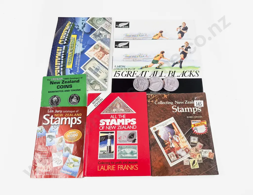 International Currency Collection - Folder 15 Great All Blacks Medallions x2 and Stamp Reference Image 1++
