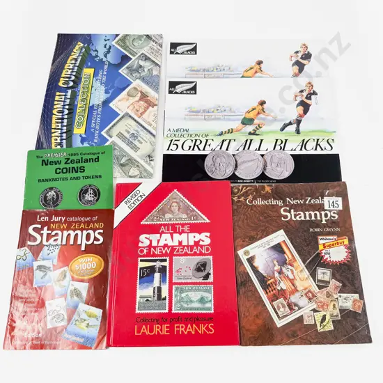 International Currency Collection - Folder 15 Great All Blacks Medallions x2 and Stamp Reference