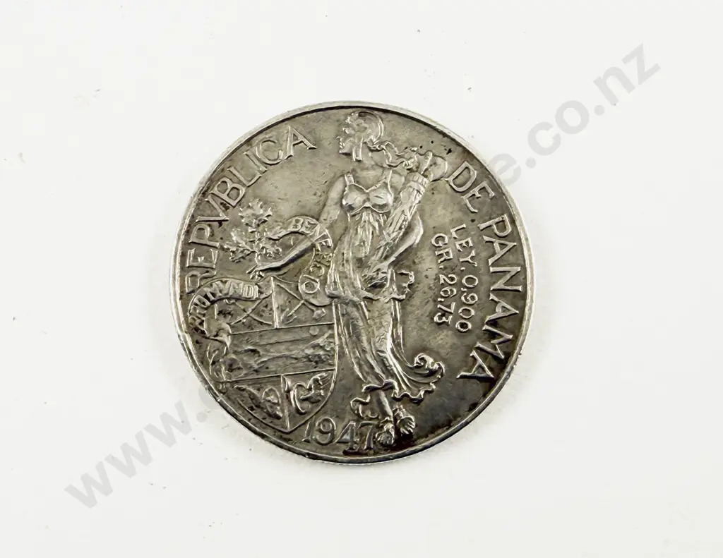 1947 Panama One Balboa 90% Silver Coin Image 1++