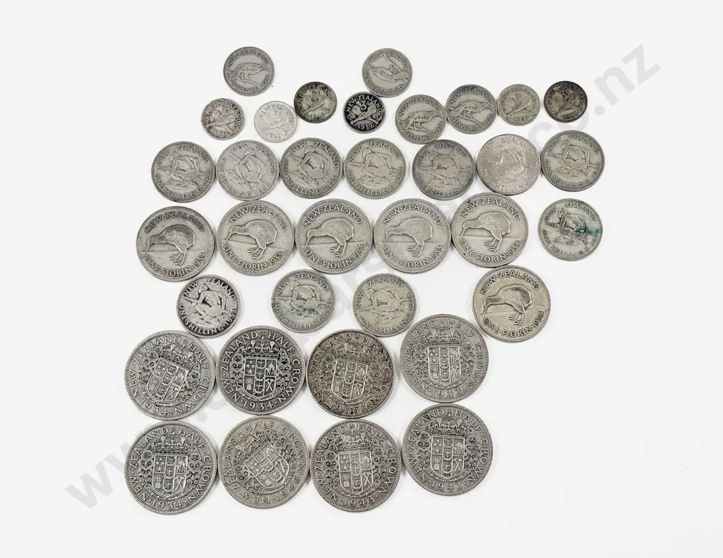 Small Qty NZ Pre 1946 Silver Content Coinage Image 1++