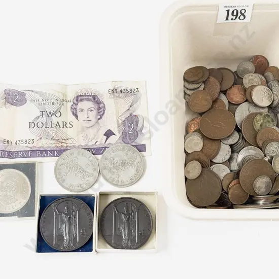 Mixed Lot Mainly NZ  Pocket Change Coinage Some Pre-1946 with 3 Crowns 1937 Coronation Medals and Various