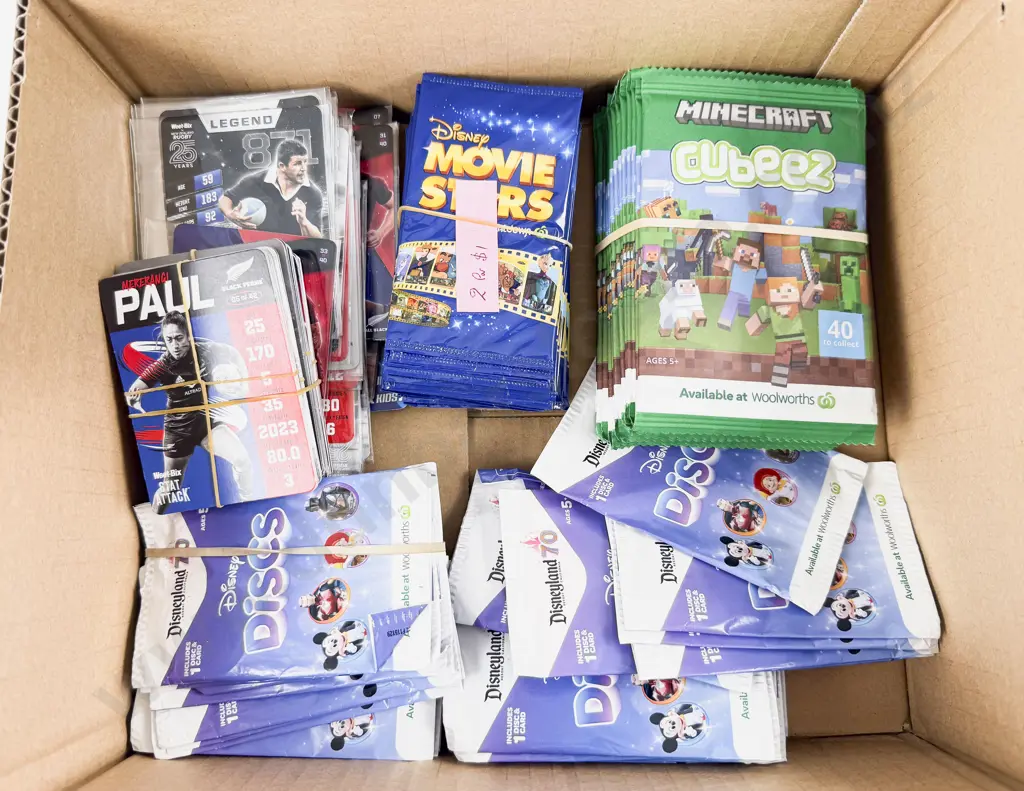 Qty Mine Craft Disney and Sporting Collecting Cards Mostly Unopened Image 1++