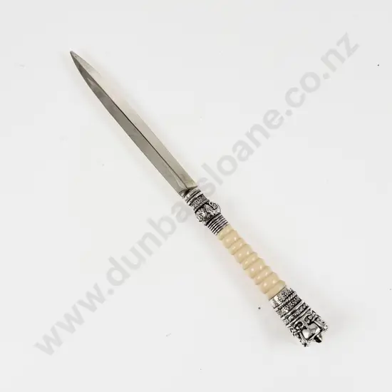 Boxed Regal White Metal and Ivory Plastic Paper Knife