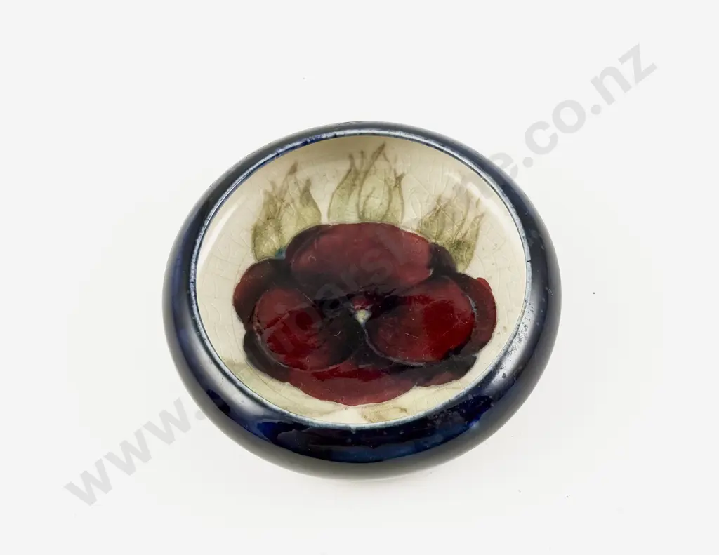 William Moorcroft Pansy Pattern Dish 11cm dia Image 1++