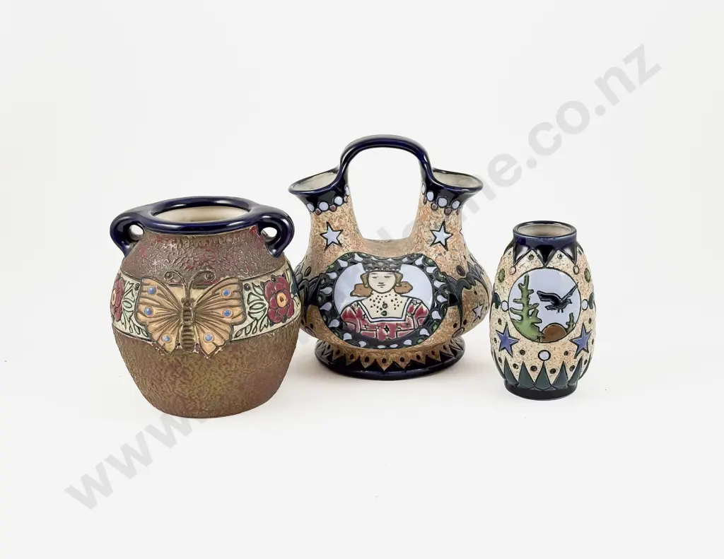 Three Art Nouveau Amphora Vases Image 1++