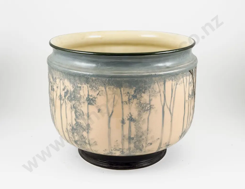 Large Royal Doulton Jardinière continuous woodland pattern hair-line cracks 31cm dia Image 1++