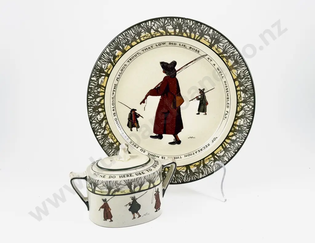 Royal Doulton Issac Walton Ware Head Rake Plate signed Noke with sugar basing (faults) Image 1++