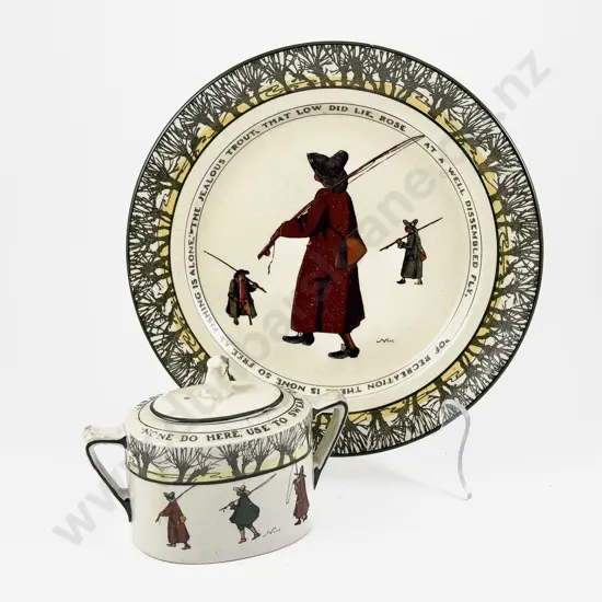 Royal Doulton Issac Walton Ware Head Rake Plate signed Noke with sugar basing (faults)