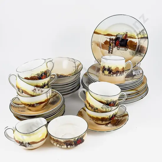 Royal Doulton Coaching Scene Series Luncheon Ware 38pieces