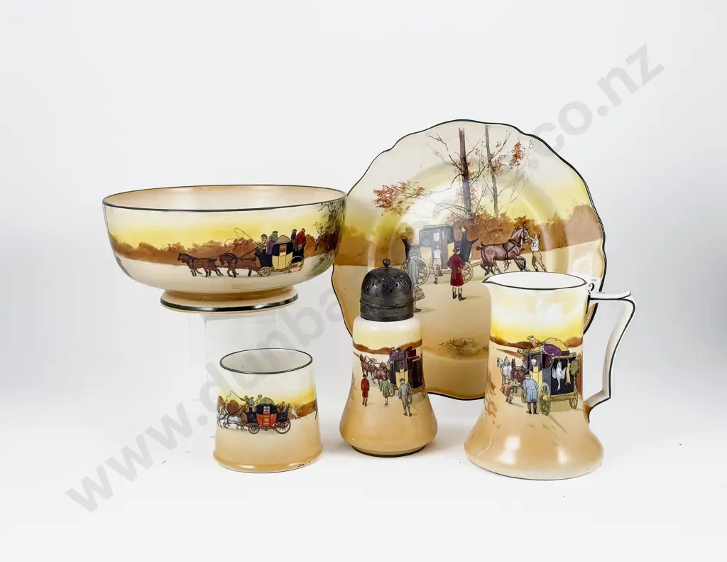 Royal Doulton Coaching Scene Series Head Rack Plate Fruit Bowl Jug Sugar Caster and Pot Image 1++