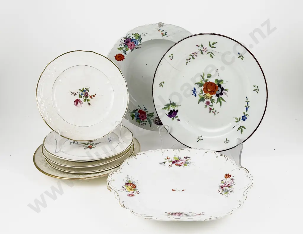 Collection Early C19th English Porcelain Handpainted Plates some faults Image 1++