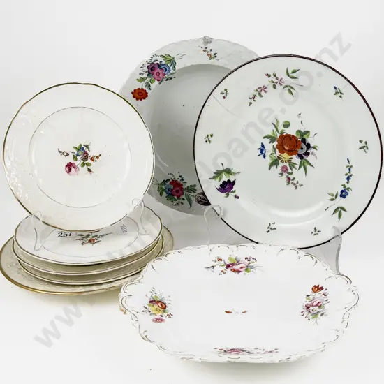 Collection Early C19th English Porcelain Handpainted Plates some faults