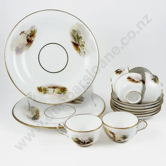 Possible C19th English Pinxton Royal Derby Six Cups and Saucers Two Plates some faults