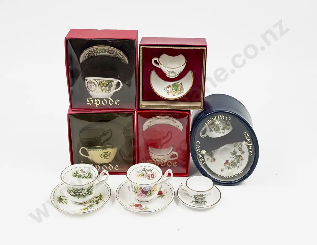 Eight Various Manufacture Miniature Cups and Saucers Image 1++