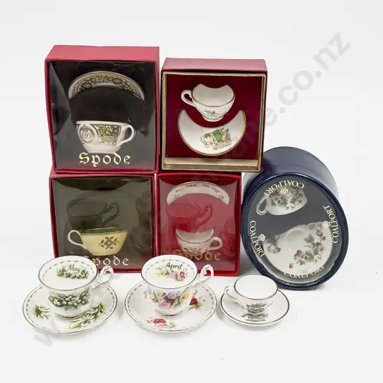 Eight Various Manufacture Miniature Cups and Saucers