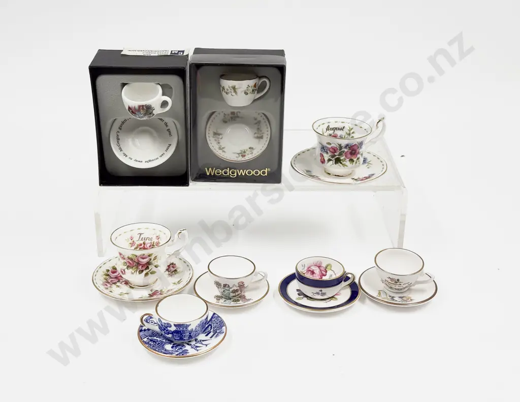 Eight Various Manufacture Miniature Cups and Saucers Image 1++