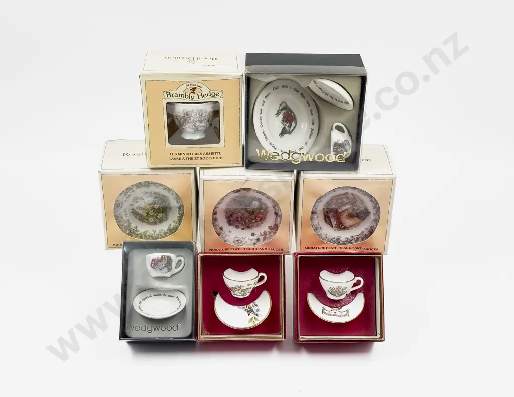 Eight Various Manufacture Miniature Cups and Saucers Image 1++