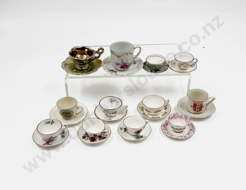 Twelve Miniature Various Manufacture Miniature Cups and Saucers Image 1++
