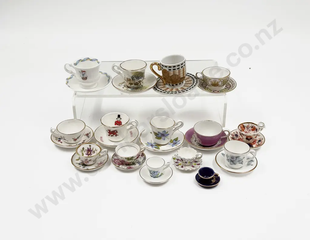 Twelve Miniature Various Manufacture Miniature Cups and Saucers Image 1++