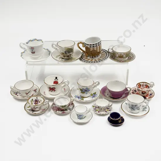 Twelve Miniature Various Manufacture Miniature Cups and Saucers