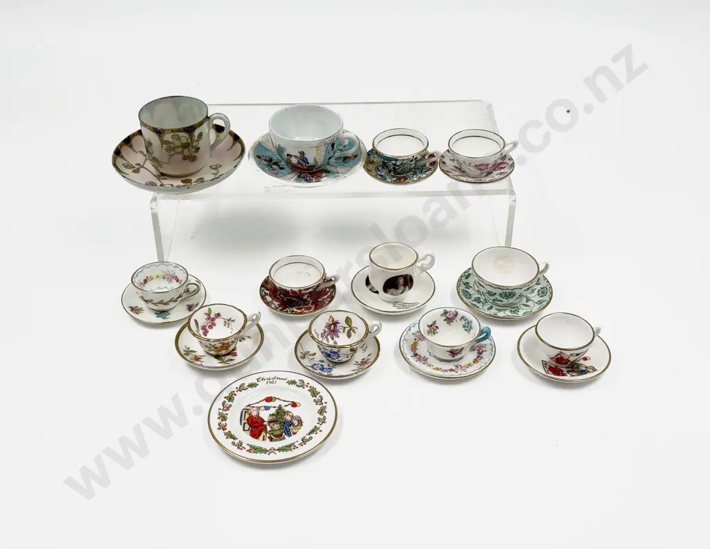 Twelve Miniature Various Manufacture Miniature Cups and Saucers Image 1++