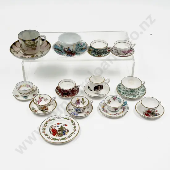 Twelve Miniature Various Manufacture Miniature Cups and Saucers