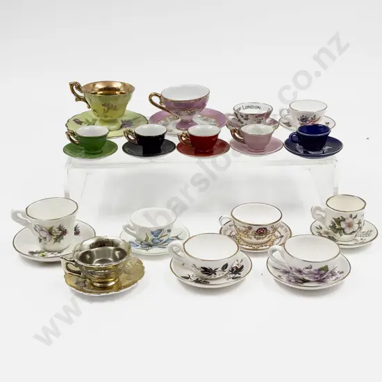 Twelve Miniature Various Manufacture Miniature Cups and Saucers