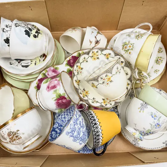 Collection of Fancy Cups & Saucers with Some Plates