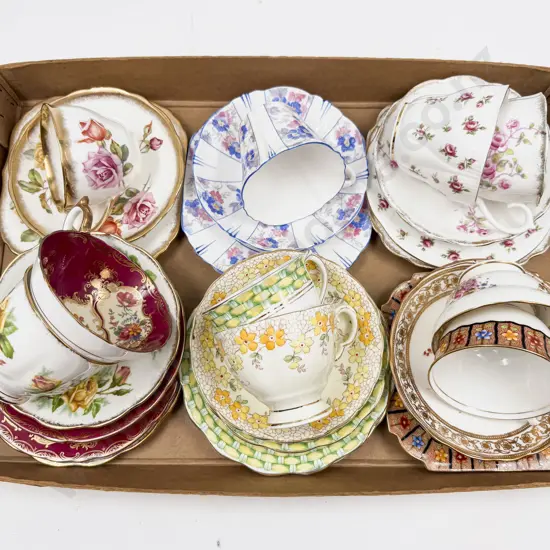 Collection of Ten Fancy Cup Saucer & Plates