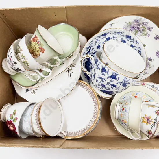 Eight Fancy Cup Saucer & Plates together with Two Farmers Breakfast Cups & Saucers