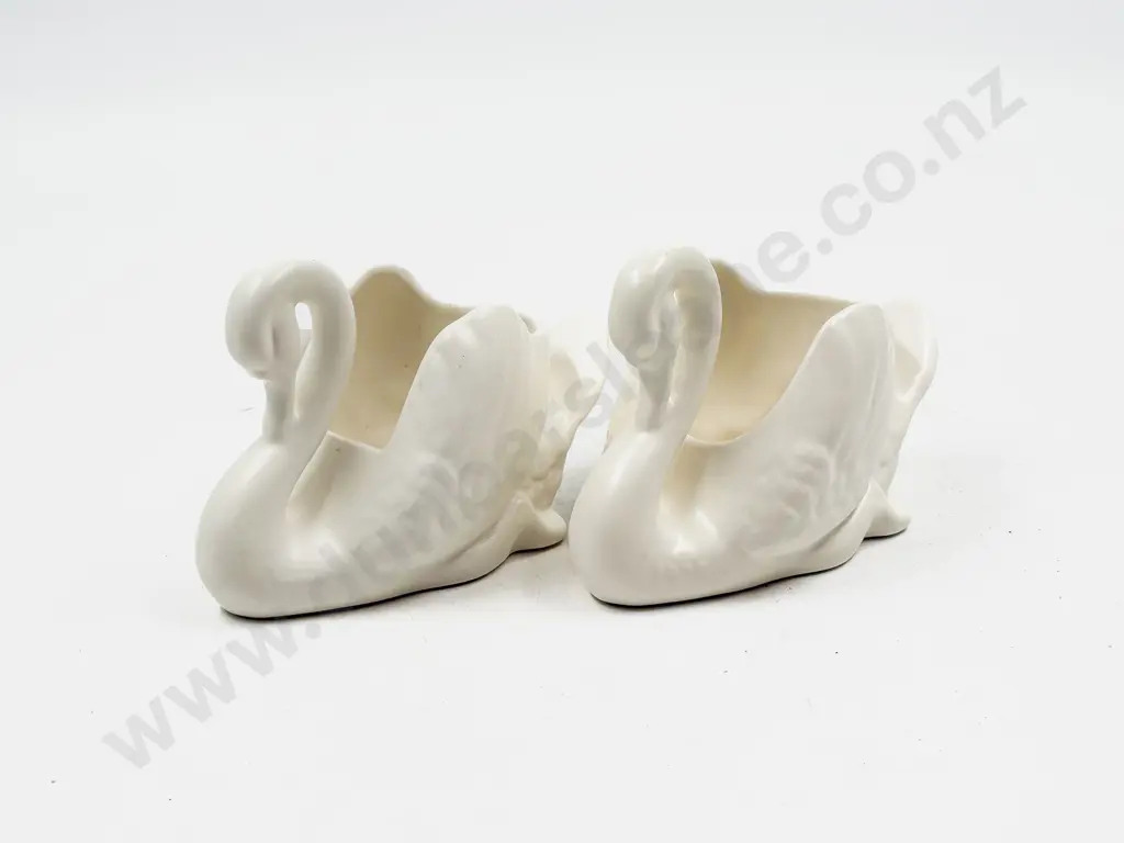 Two Small Size Crown Lynn Swans - One with Tiki Mark Image 1++