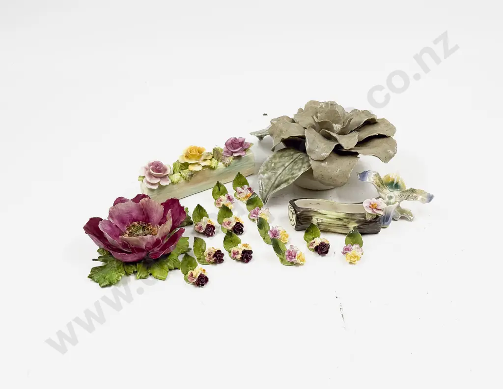 Staffordshire Bone China Floral Name Place Holders & Various Ornaments Image 1++