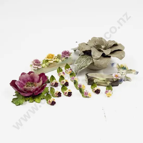 Staffordshire Bone China Floral Name Place Holders & Various Ornaments