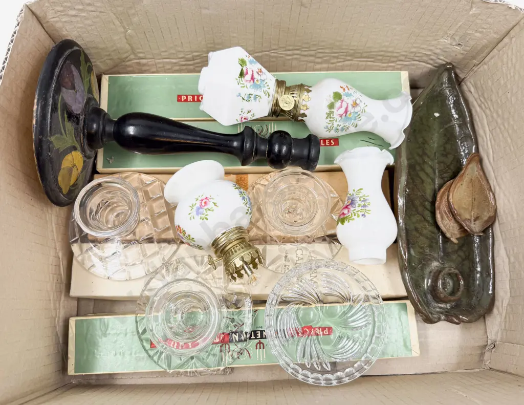 Vintage Boxed Candles with Various Candlesticks Lanterns etc Image 1++