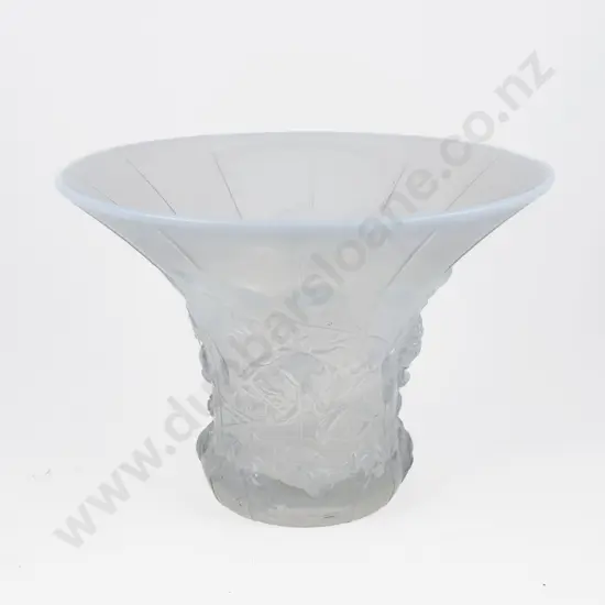 Barolac Czechoslovakia Art Deco Flared Rim Vase opalescent 24cm dia