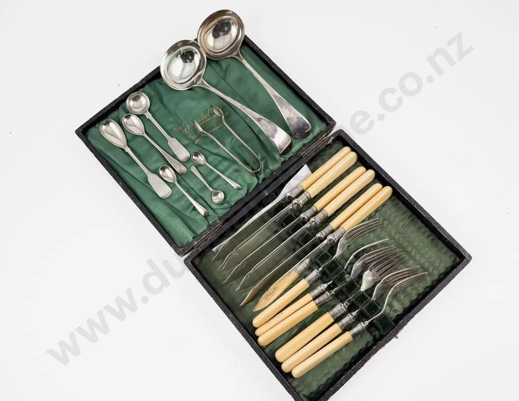 Six Vintage Fish Knives & Forks with Various Serving Cutlery Image 1++