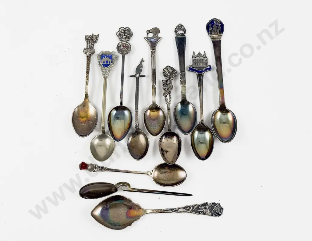 Twelve Assorted Sterling Silver Souvenir Spoons Image 1++