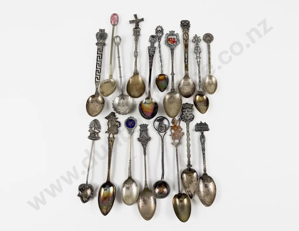 Various Sterling Silver .800 & Other Eighteen Souvenir Spoons Image 1++
