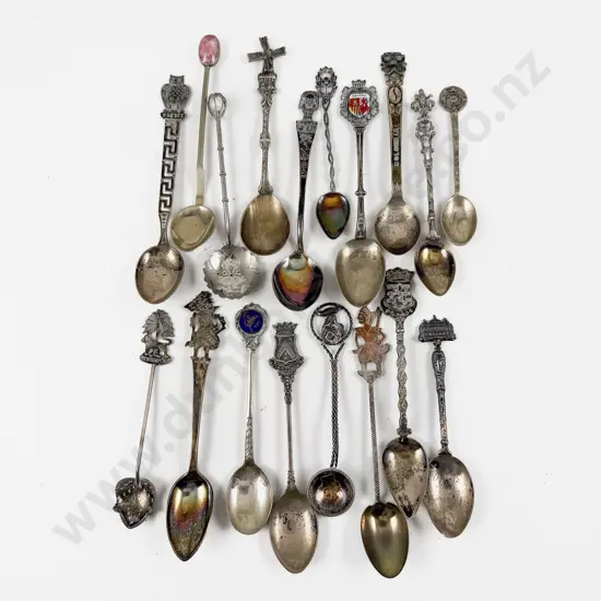 Various Sterling Silver .800 & Other Eighteen Souvenir Spoons
