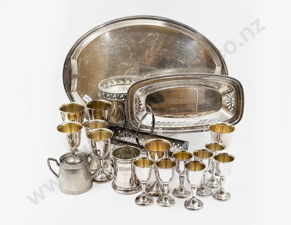 S/Plate Tray Wine Goblets & Dishes etc Image 1++