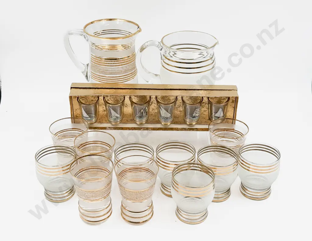 Two Mid C20th Lemonade Sets & Measure Tumblers Image 1++