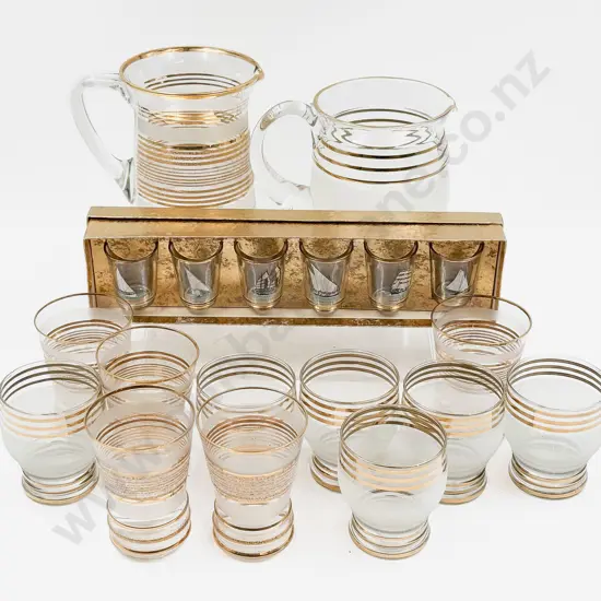 Two Mid C20th Lemonade Sets & Measure Tumblers
