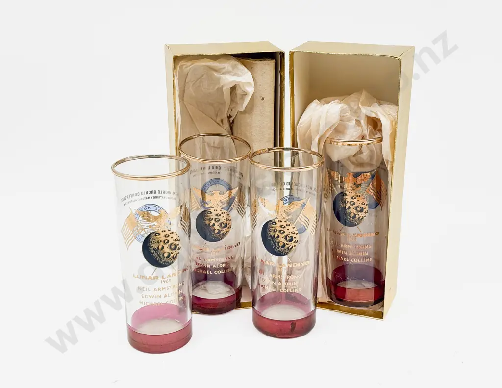 Original Boxed Four Lunar Landing 1969 Lager Glasses Image 1++