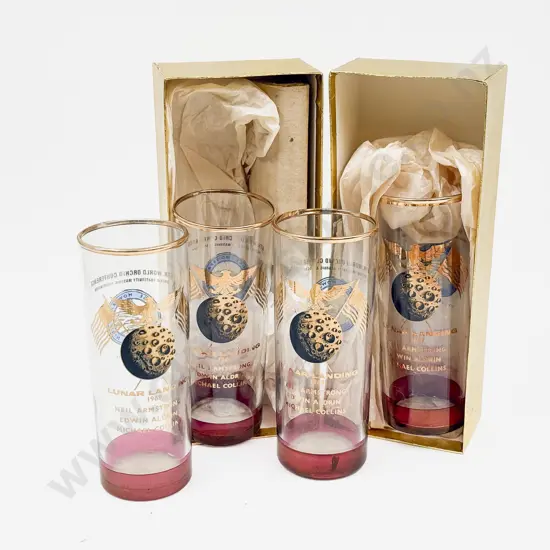Original Boxed Four Lunar Landing 1969 Lager Glasses
