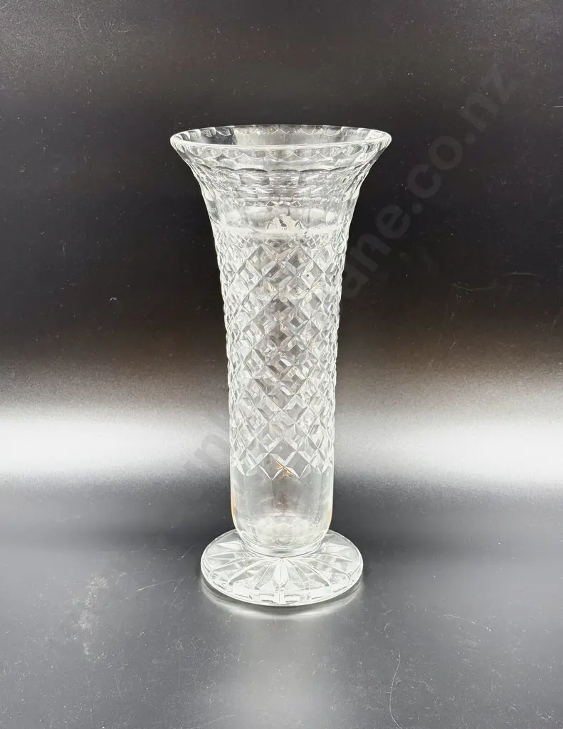 Vintage Large Tall Stem Crystal Vase 35.5cm H Image 1++