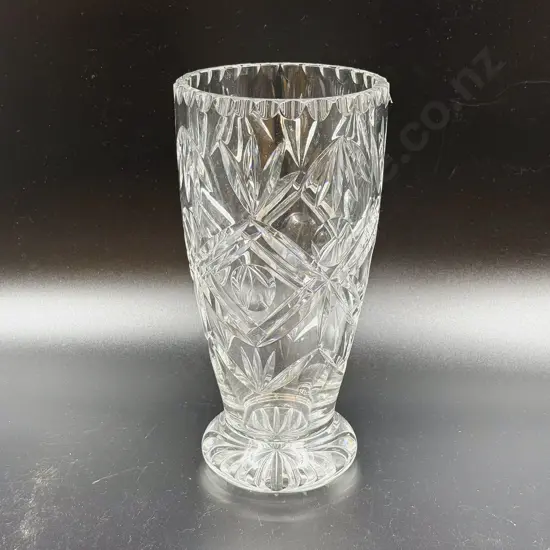 Vintage Heavy Crystal Flower Vase 26.5cm H
