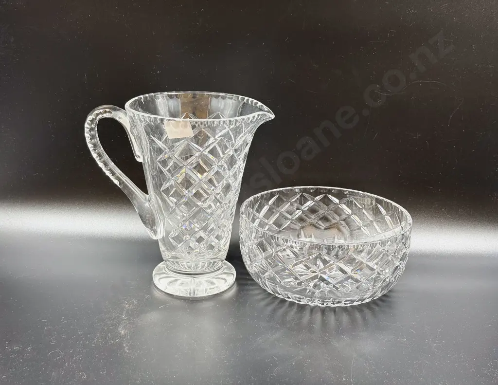 Vintage Crystal Fruit Bowl & Lemonade Jug Image 1++