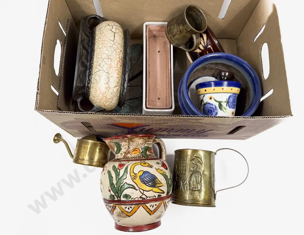 Assorted Pottery Various Planters & Metalware Image 1++