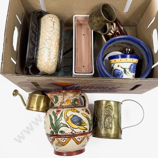 Assorted Pottery Various Planters & Metalware